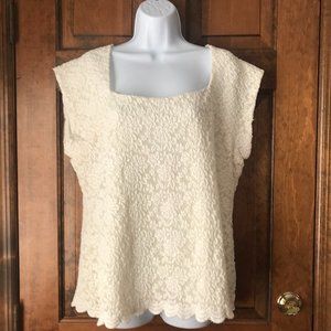 Coldwater Creek White Lace Sleeveless Pullover Top X-Large (18)